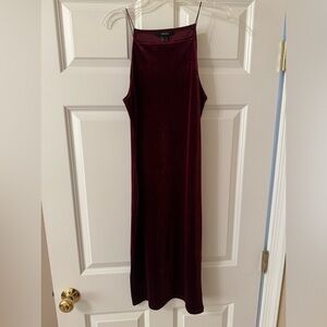 maroon midi dress